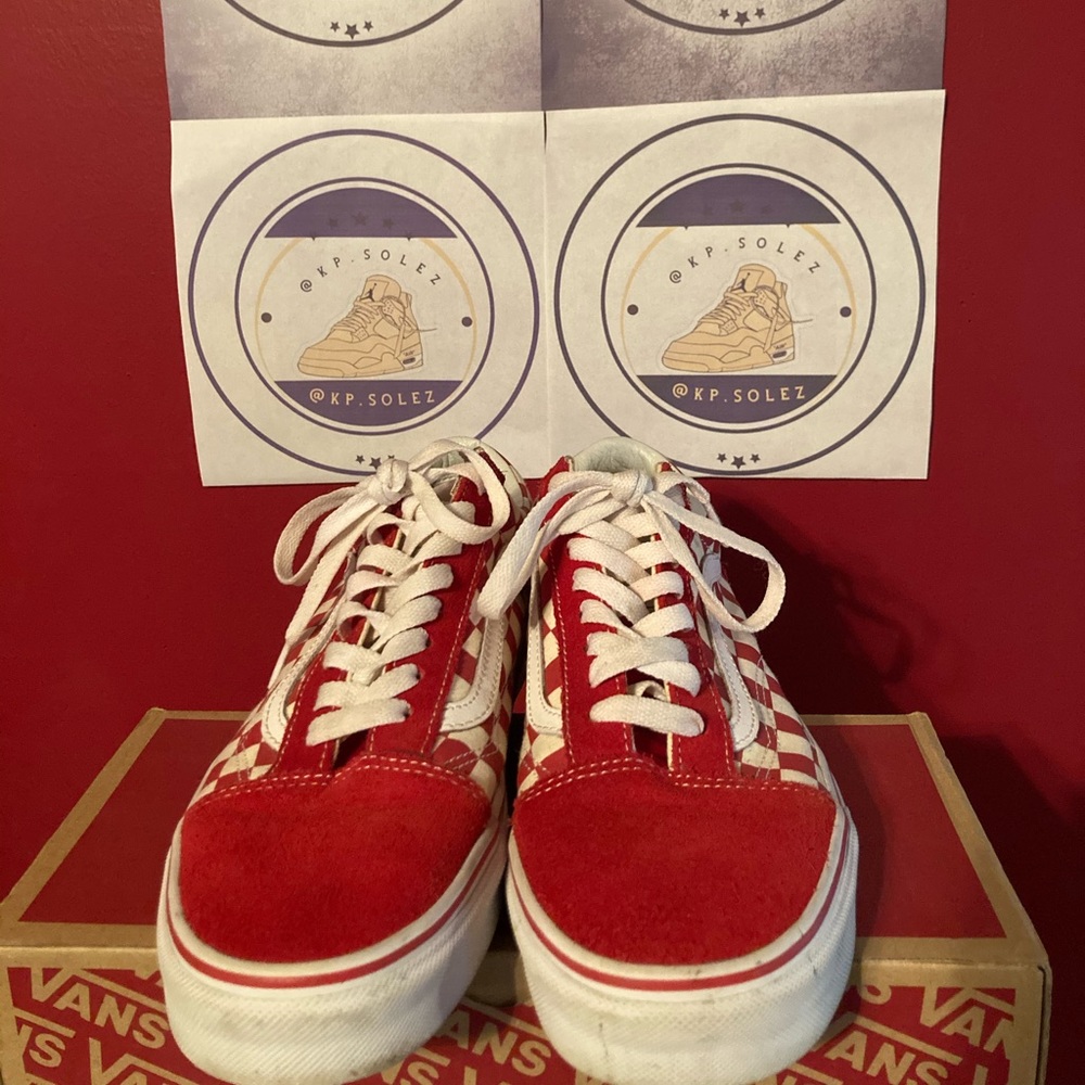 Red checkerboard vans